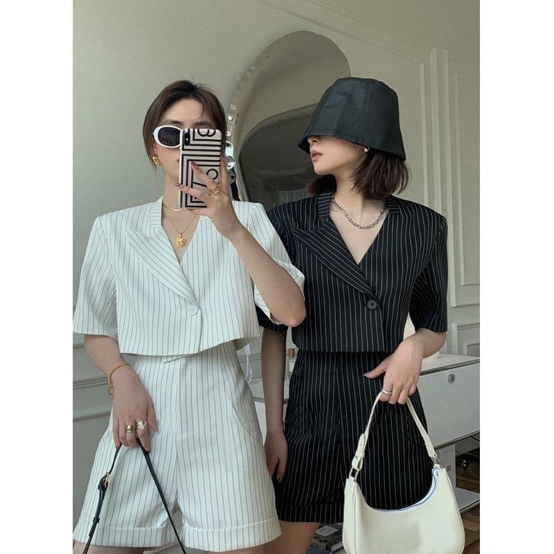 Set vest croptop quần ngố áo vest lửng cá tính nữ | BigBuy360 - bigbuy360.vn