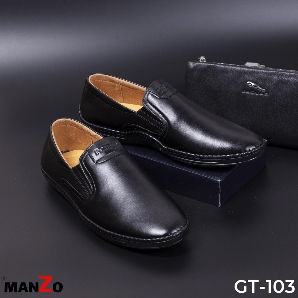 Giày lười công sở da bò cao cấp - Manzo store GT 103 (Đen)