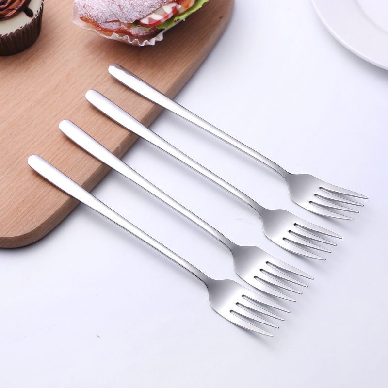 Muỗng cà phê/ Nĩa tay cầm dài bằng thép không gỉ 304 phong cách Hàn Quốc