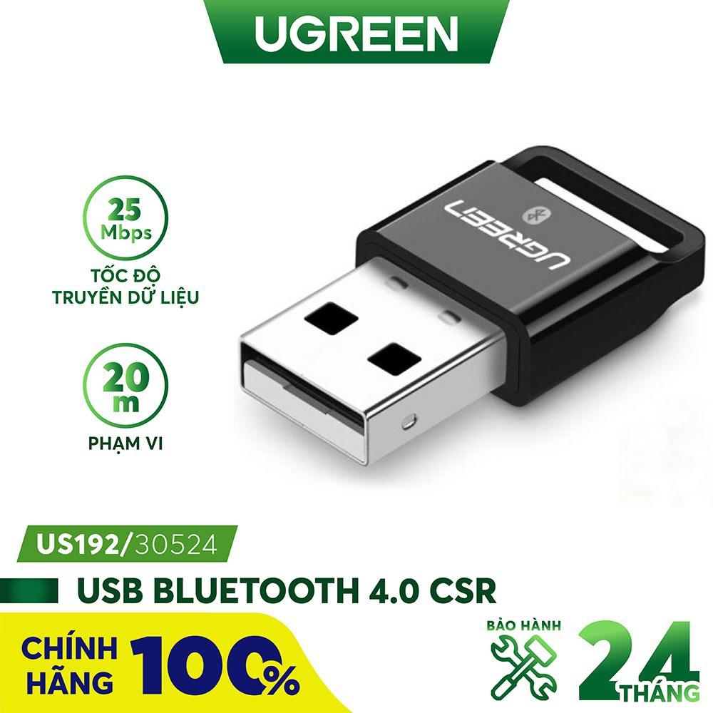 Thiết bị USB thu Bluetooth 4.0 dùng trên máy tính và laptop UGREEN 30524