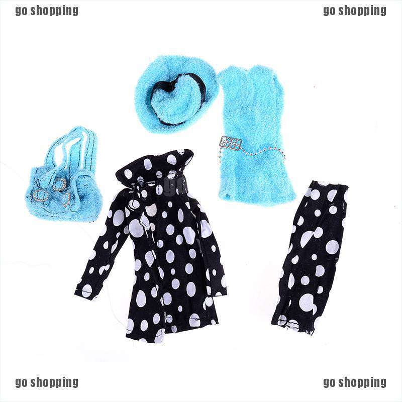 {go shopping}5Pcs Doll coat dress shirt bag hat set for 11'' 30cm 1/6 dolls party daily clothes