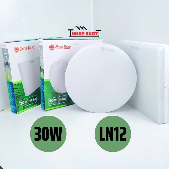 Đèn Ốp Trần Nổi 30W LED Rạng Đông Tràn Viền Chống Ẩm IP54 Model LN12 (Vuông/Tròn)
