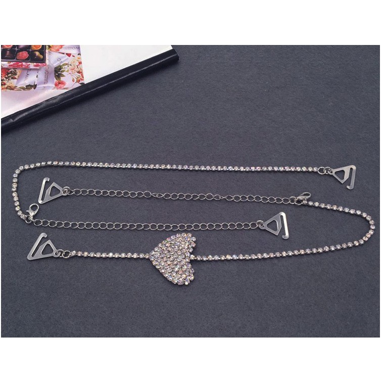 Dây áo ngực bra cao cấp đính đá hình tim dùng cho áo váy hở cổ