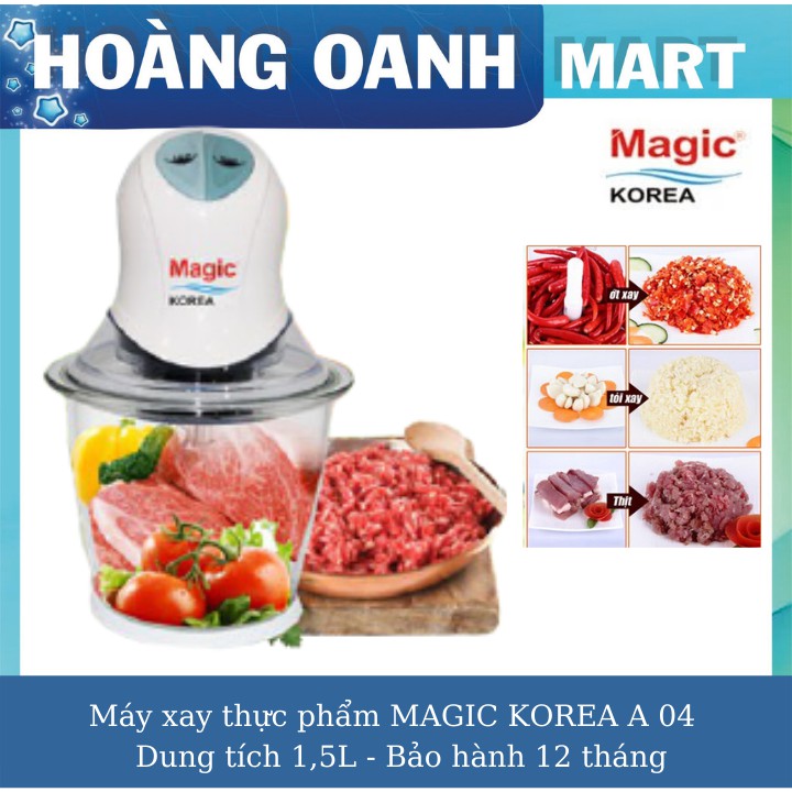 Máy xay thịt xay sinh tố thủy tinh đa năng MAGIC KOREA A 04 2 lưỡi dao kép 400w Hàn Quốc bảo hành 12 tháng