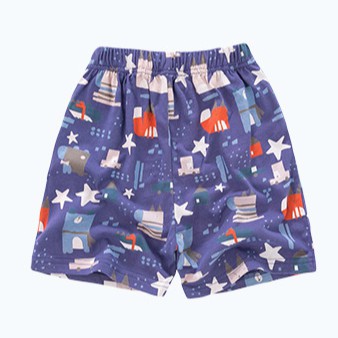 Mã QW127 quần short, quần đùi màu xanh navy họa tiết sao và các con vật của Little Maven cho bé trai