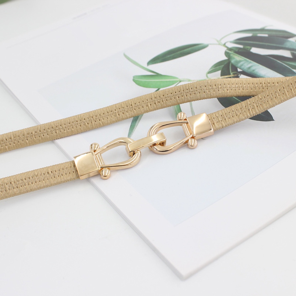 Thắt lưng bản mỏng co giãn phối khóa kim loại chống mòn thời trang cho nữ