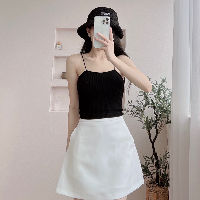 [Mã FAMARAL2 giảm 10K đơn 50K] Áo 2 Dây Gân Tăm Croptop Đệm Ngực Dáng Ôm Thoải Mái 2D15 | BigBuy360 - bigbuy360.vn