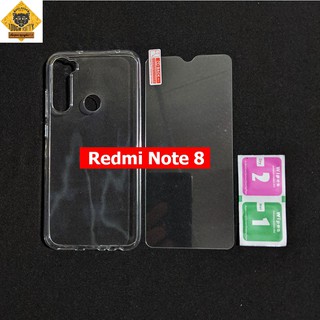 Bộ ốp lưng Silicon dẻo + kính cường lực Trong Suốt Xiaomi Redmi Note 8