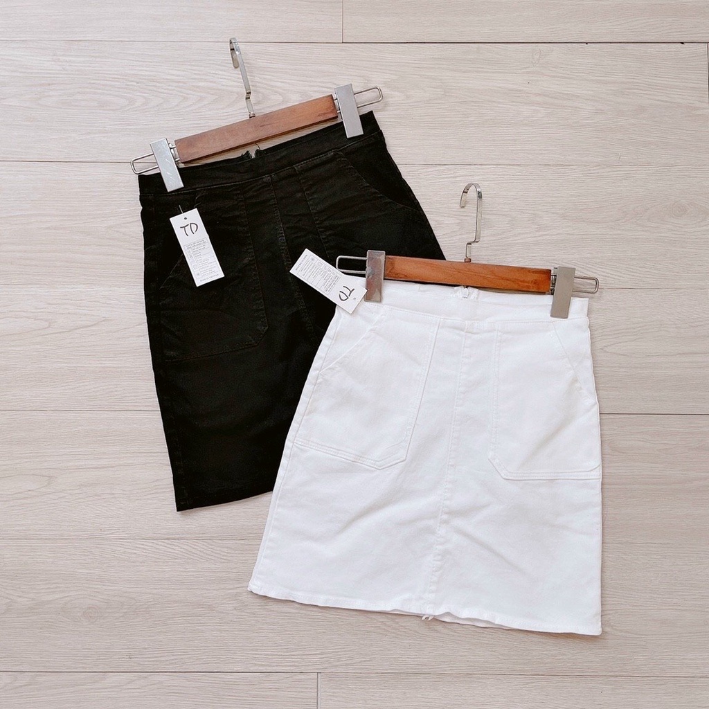 Chân váy nữ, chân váy nữ chất kaki 2 màu trắng đen đủ size S M L SKUCV-06A
