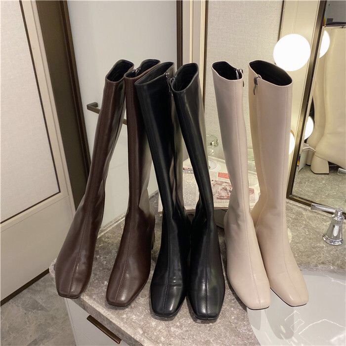 [Sẵn] Boots đùi da trơn đế vuông 5cm khóa cạnh style Hàn Quốc B003 | BigBuy360 - bigbuy360.vn