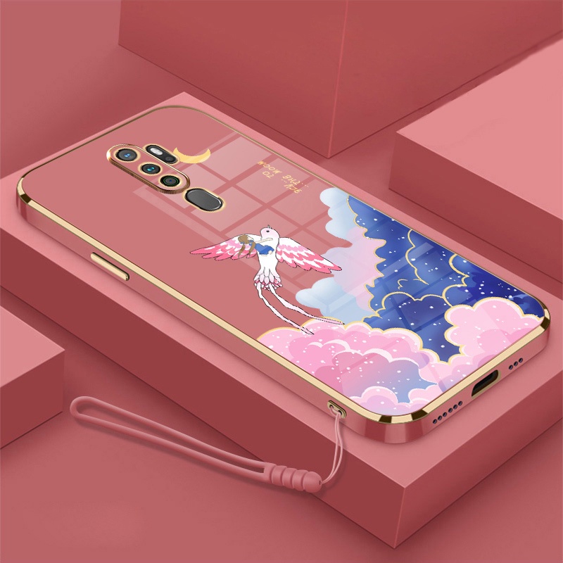 Ốp Điện Thoại Viền Mềm Mạ Điện In Hoạt Hình Kèm Dây Đeo Cho Redmi 10 Redmi 9 Redmi 8 Redmi 7