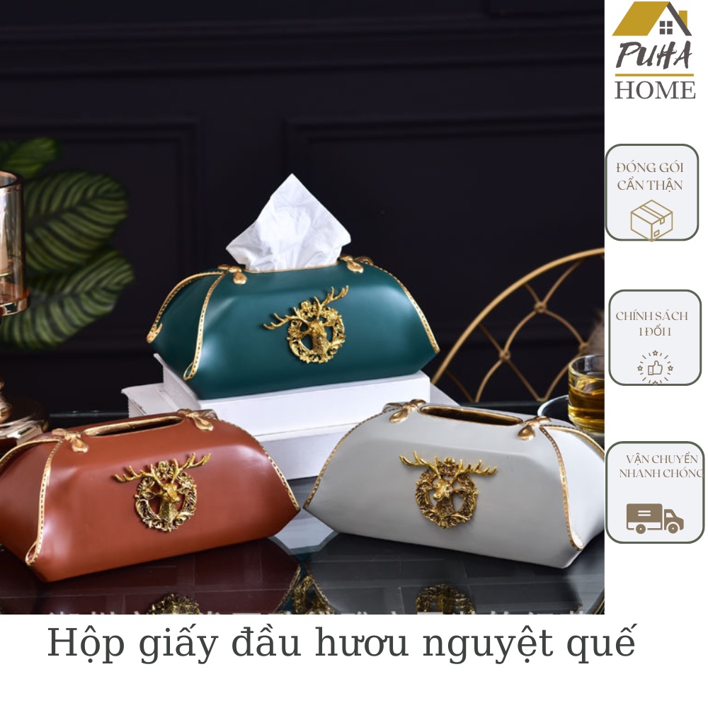 Hộp giấy đầu hươu nguyệt quế sang trọng - Hai màu xanh và trắng sang trọng