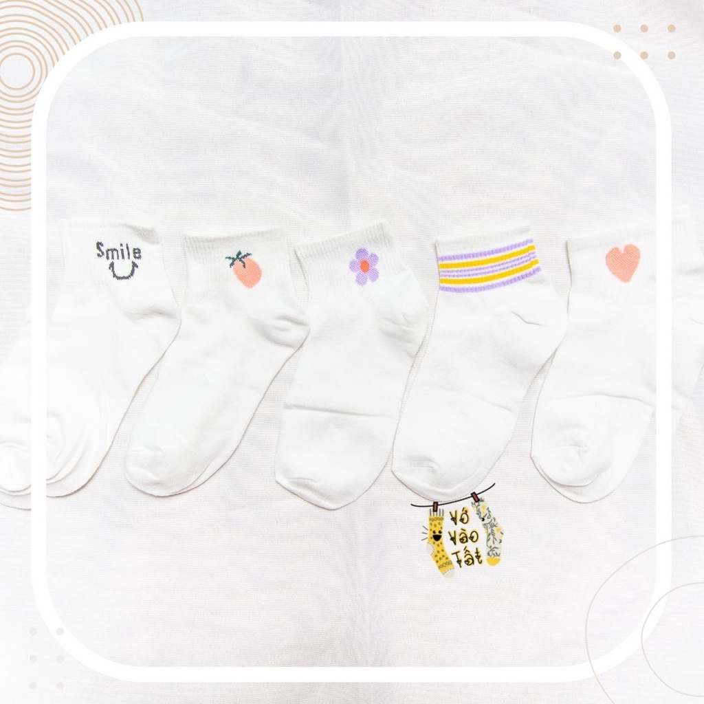 TẤT VỚ NỮ CỔ NGẮN HỌA TIẾT PASTEL