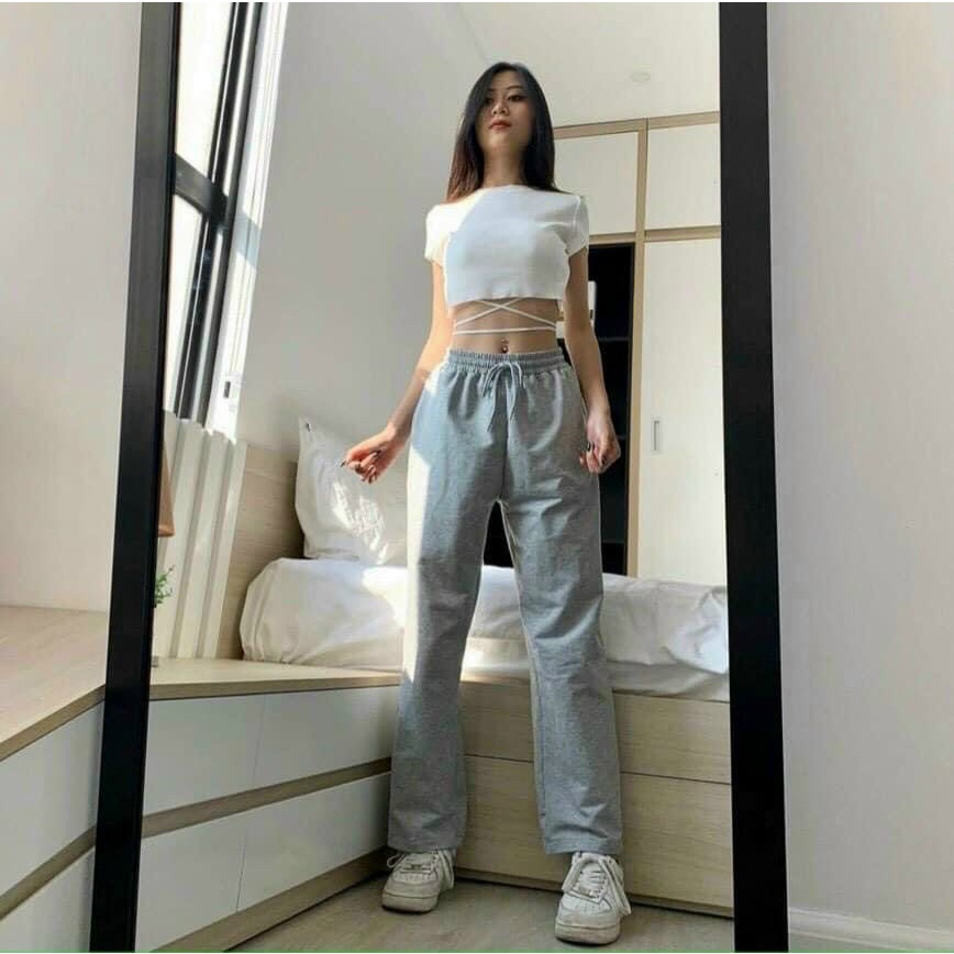 Áo croptop kiểu JOY BABE form ôm 💞 thun xịn co giãn 4 chiều,cột dây quấn chéo eo, áo crop top kieu tay ngắn CRON 190 -5A