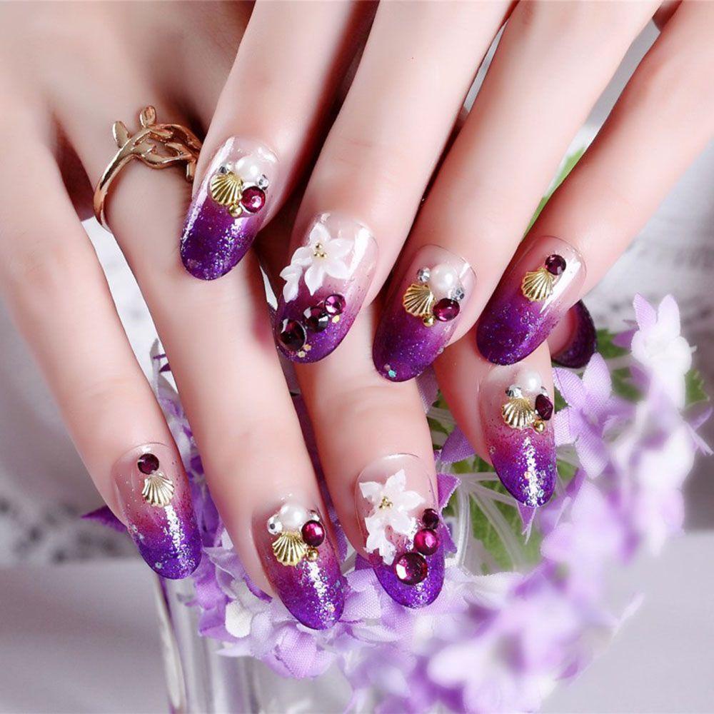 Set 24 Phụ Kiện Đính Đá Trang Trí Móng Tay Cô Dâu Sang Trọng|Kết Thúc Mảnh