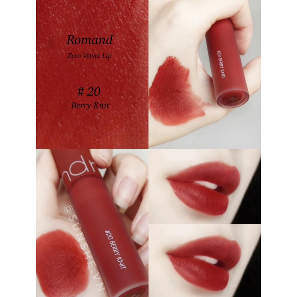 SON ROMAND ZERO VELVET TINT MẪU MỚI 2020 (MÀU 18.19.20.21)