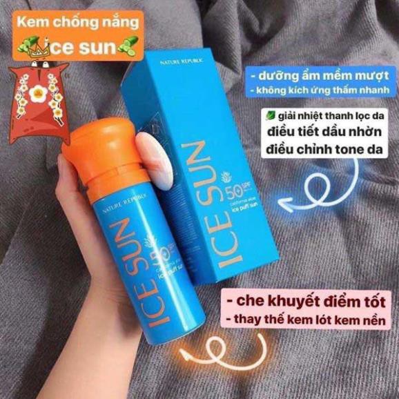 Kem chống nắng Ice Sun Nature Republic SPF50 PA+++ 100Ml - Không gây bết dính, thẩm thấu nhanh (AUTH)