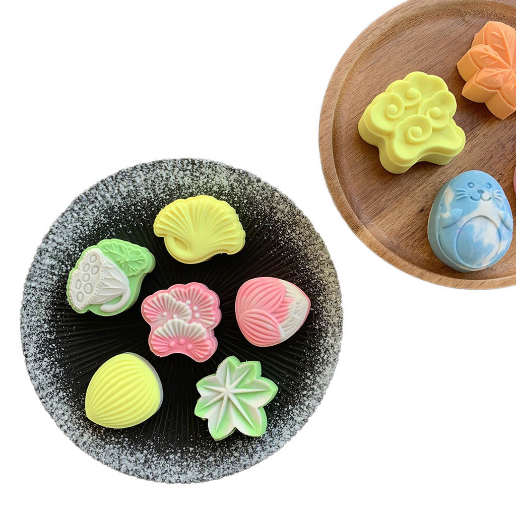 Khuôn Nhấn Bánh Quy Hình Bánh Trung Thu 50 / 65g Kèm 2 Con Dấu