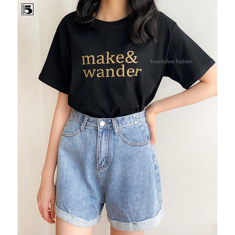 Quần short jeans nữ lật gấu cạp cao Twentyfive 3190