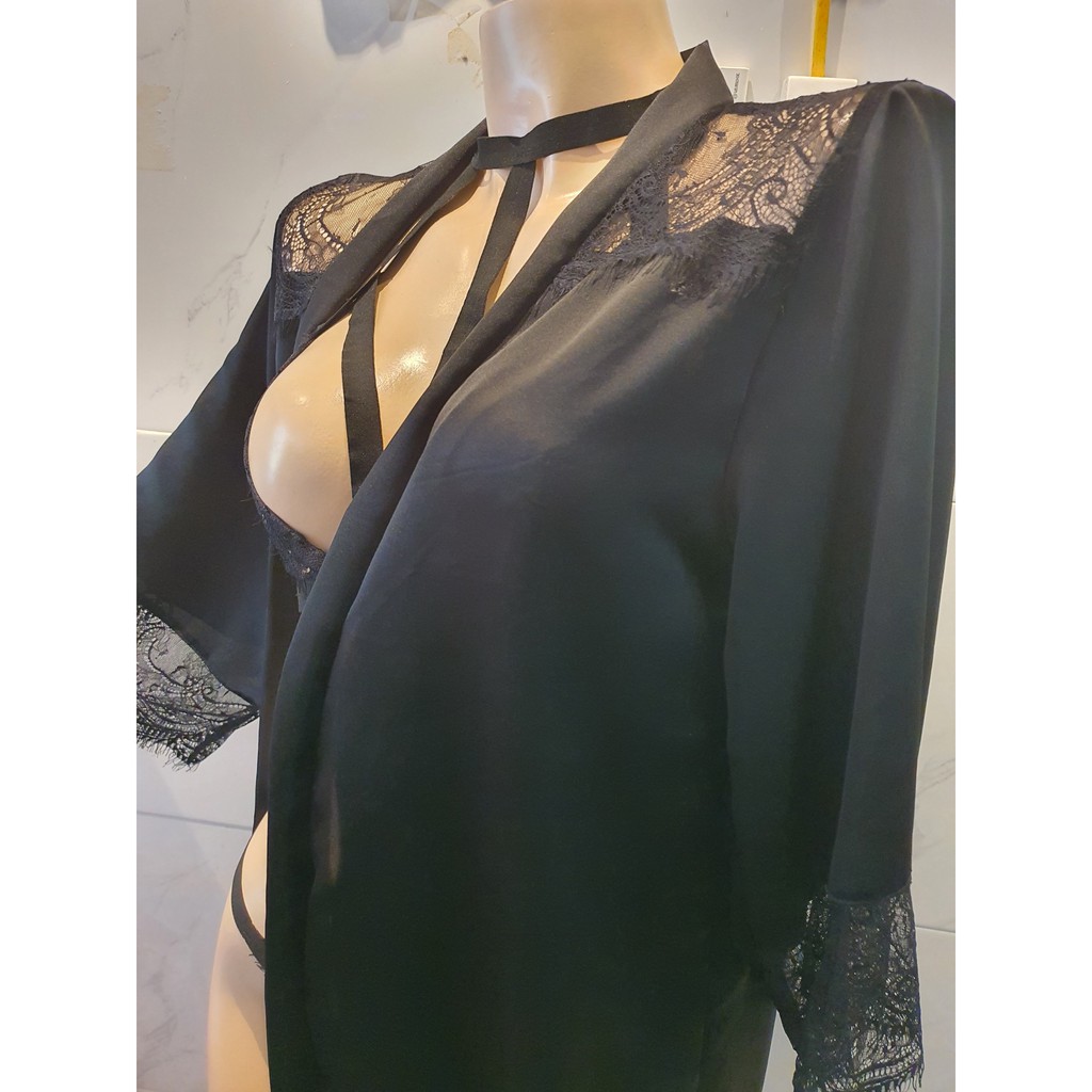 GIÁ PHÁ ĐẢO - Áo choàng ngủ satin lụa mix ren xịn xò S008 (KHÔNG KÈM NỘI Y) | BigBuy360 - bigbuy360.vn