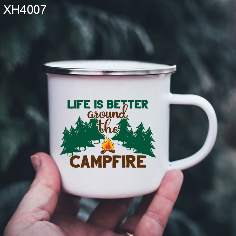 Núi In Men Cốc Cắm Trại Cốc Tay Cầm Drinkware Kỳ Nghỉ Đi Bộ Đường Dài Cốc