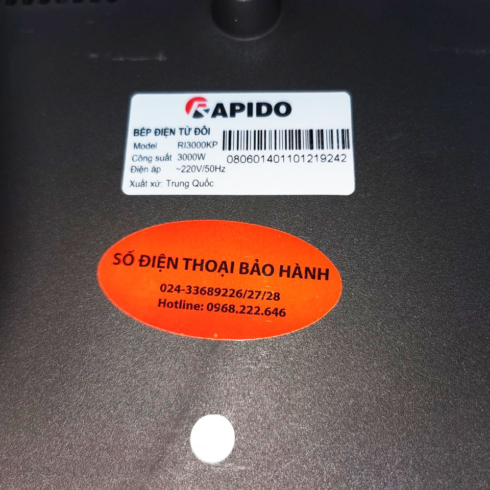 Bếp điện từ đôi dương Rapido RI3000KP công suất 3000W - Hàng chính hãng, bảo hành 12 tháng