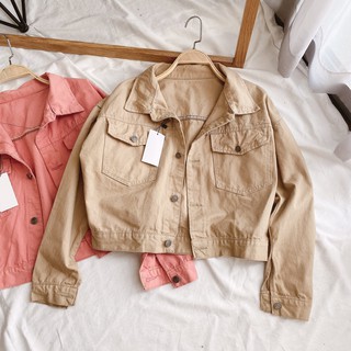 Áo khoác crop khaki