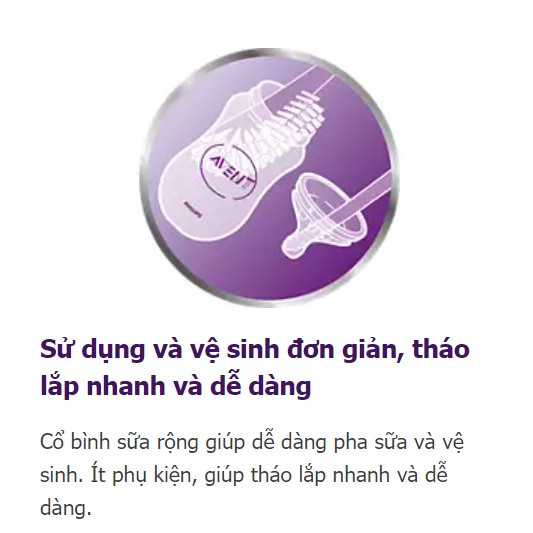 Bình Sữa Avent CHÍNH HÃNG Cổ Rộng Mẫu Mới Cho Bé 125ml 260ml 330ml - Tặng Dập Lỗ Núm Ti - Timikid Store