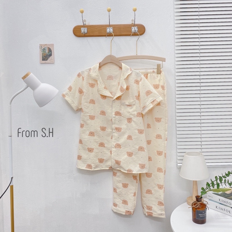 Set ngủ pyjama  chất đũi xốp hoạt hình dễ thương Bộ ngủ pijama cao cấp dài tay