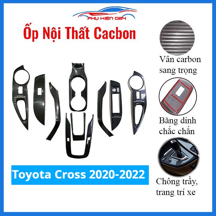 Ốp nội thất Toyota Cross 2020-2021-2022 vân Cacbon bảo vệ chống trầy xước và làm đẹp xe