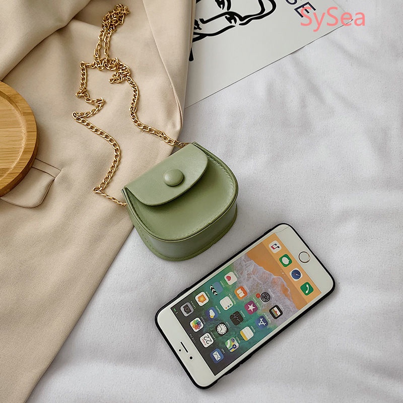 Túi Xách Mini Phối Dây Xích Phong Cách Thời Trang Hàn Quốc Dành Cho Nữ