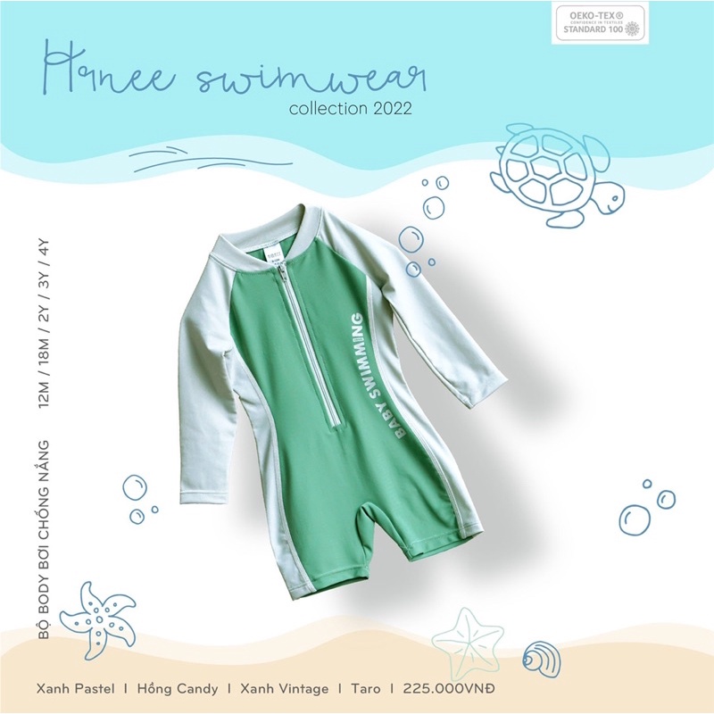 Bộ body bơi dài tay chống nắng Hrnee collection 2022 cho bé