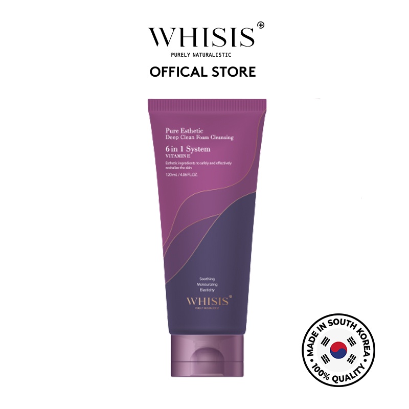 Sữa rửa mặt Vitamin E làm sạch sâu giúp da trắng sáng WHISIS Pure Esthetic Deep Clean Foam Cleansing