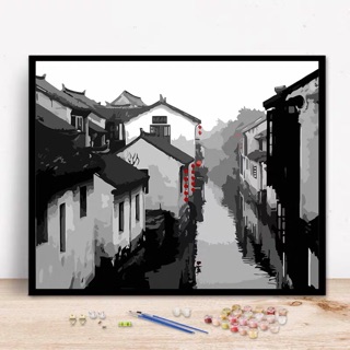 [ SẴN ] Tranh sơn dầu số hoá phong cảnh DIY đã căng khung kích thước 40*50