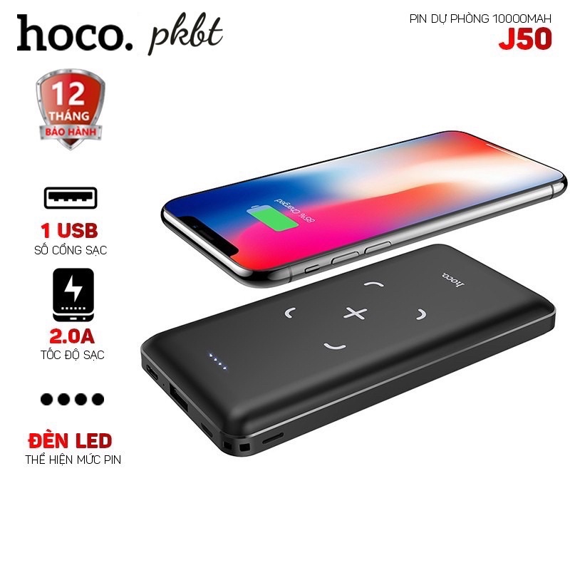 Pin sạc dự phòng không dây HoCo J50-10000mAh-30W-Đèn Led-Sạc nhanh cho IPhone 8 Plus/Xs/Xsmax/11/11 Promax/12/12 Promax