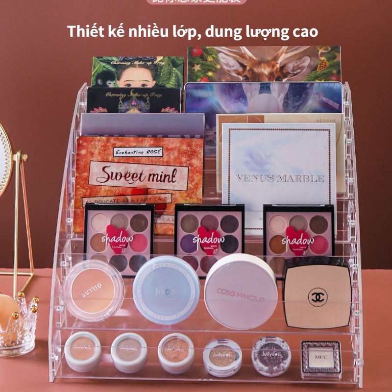 Hộp đựng son môi phấn mắt má hồng sơn móng tay bằng nhựa tiện dụng Thang lưu trữ sơn móng tay giá để đồ trang điểm đệm khí để bàn