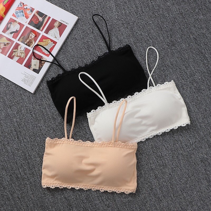 Áo Bra Cotton Tăm Viền Ren Cài Sau Siêu Mềm 8832