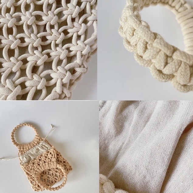 Thời trang dệt tay Phong cách cổ điển Túi dây cotton Túi xách thời trang của phụ nữ