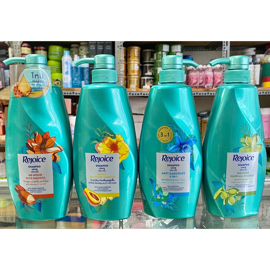 Dầu gội Dưỡng Ẩm, Ngăn Ngừa Gàu Rejoice 600ml Hương hoa từ Thái Lan - Phiên bản 2021