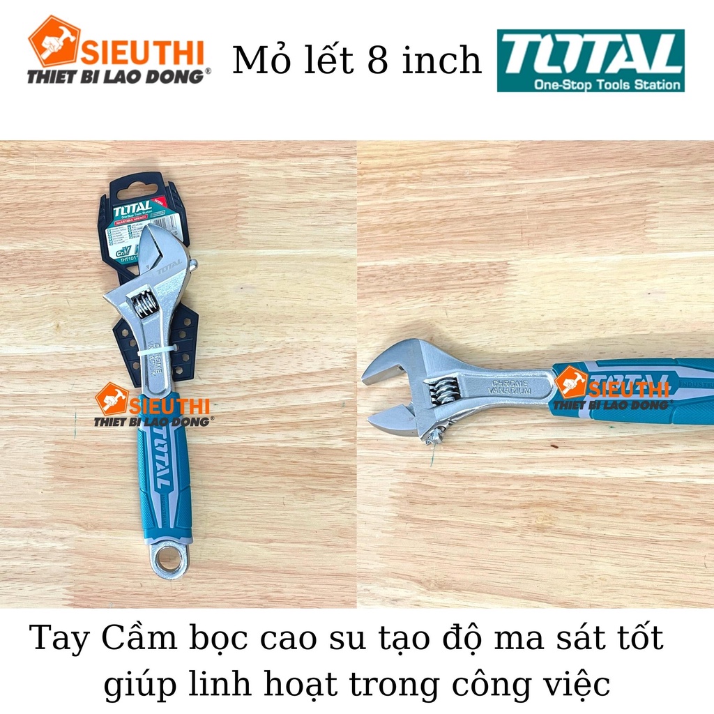 Total Cờ Lê Mỏ Lết 200mm 8inch Mở Rộng 30mm THT101086