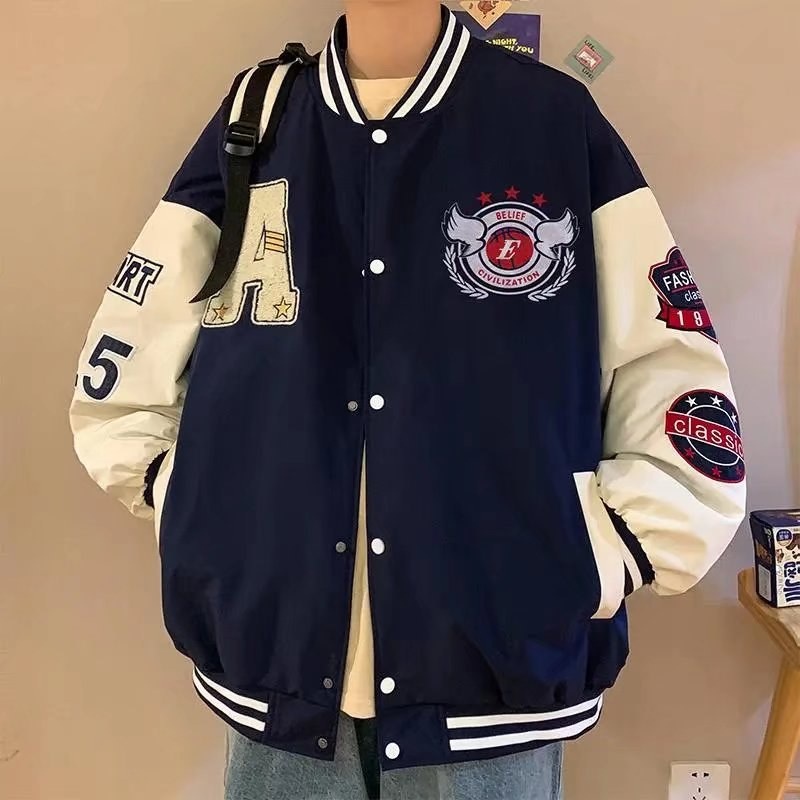 Áo Khoác Bóng Chày Cỡ Lớn Thêu Họa Tiết Phong Cách Hàn Quốc Cổ Điển Thời Trang Cho Nam Và Nữ Size S-XXXL