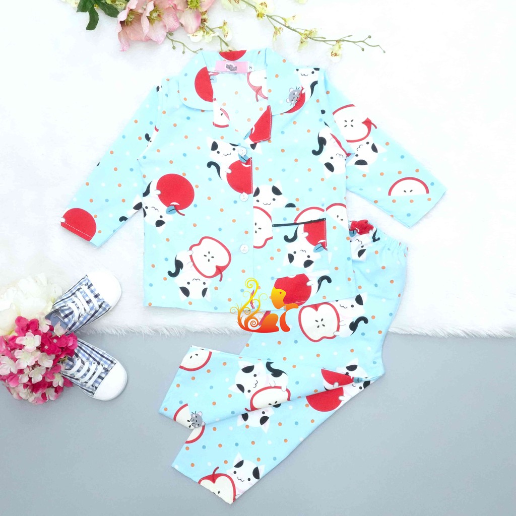 Đồ Bộ Mặc Nhà &quot;Táo Đỏ&quot; Pijama Kate Thái Quần Dài - Cho Bé 8-38kg.