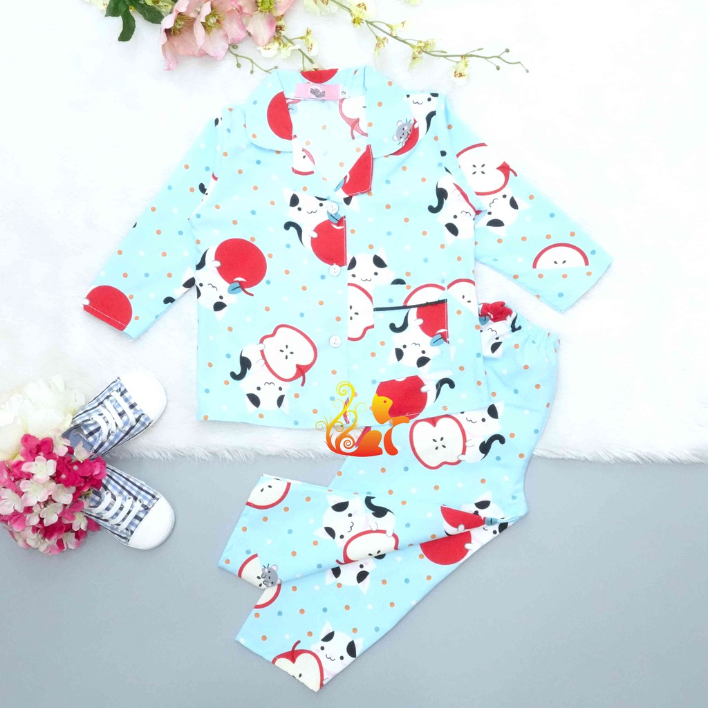 Đồ Bộ Mặc Nhà &quot;Táo Đỏ&quot; Pijama Kate Thái Quần Dài - Cho Bé 8-38kg.