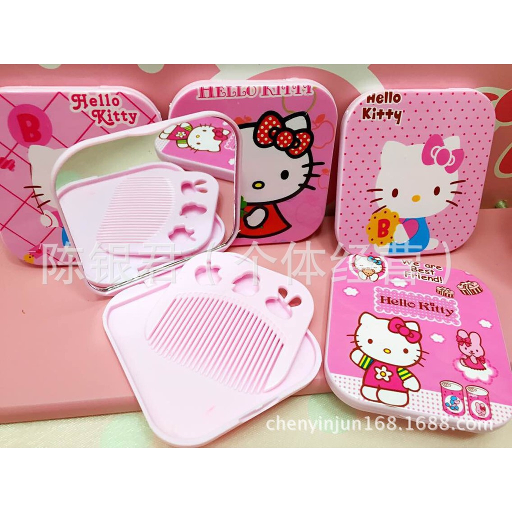 Gương mini dễ thương hình Kitty dễ thương nhỏ gọn kèm lược