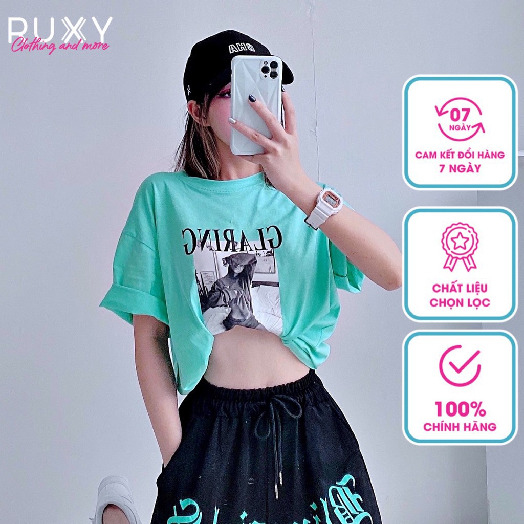 [Mã BMBAU50 giảm 50K đơn 150K] Áo Phông Nữ Ruxy Glaring Cotton Mềm Mịn Trùm Mông Trắng Hồng Xanh