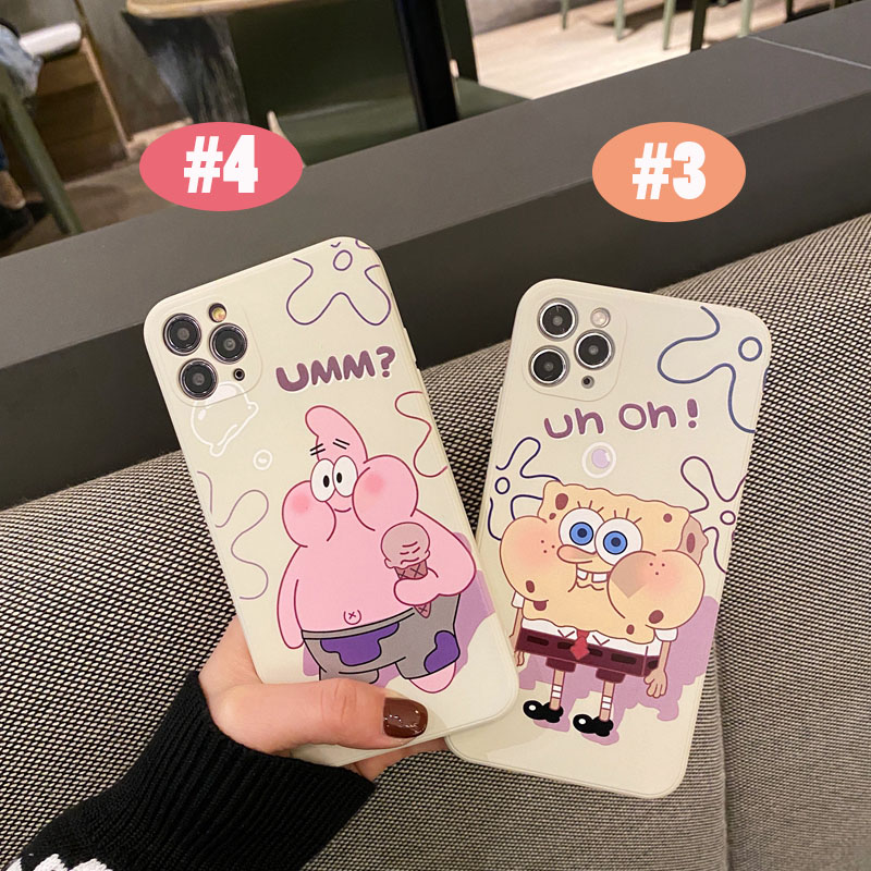 Cartoon SpongeBob Couple Phone Case For VIVO Y20 Y20S Y12S Y20i X50 X30 Z1 Pro X27 IQOO Neo3 S1 V9 Y85 V11i Cute SpongeBob Square Skin Feel Liquid Silicone Soft Back Cover