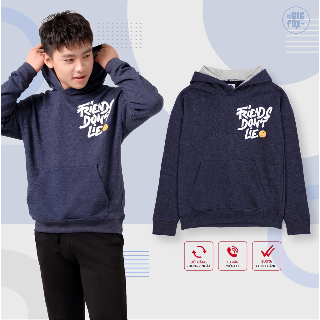 Áo bé trai BIGFOX - MISS MEOW thu đông, áo nỉ cho bé dài tay có mũ hoodie size đại friend dont lie 12-15 tuổi