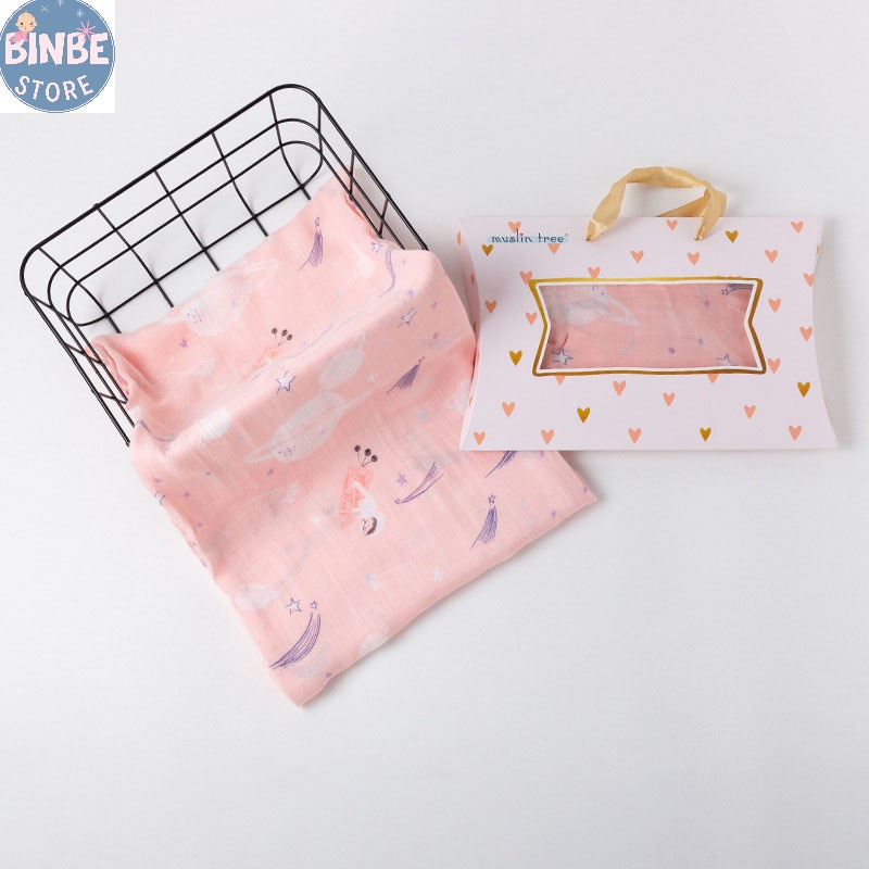 Khăn tắm cho bé, khăn quấn sợi tre muslin 2 lớp cao cấp 120*120cm siêu mềm cho bé