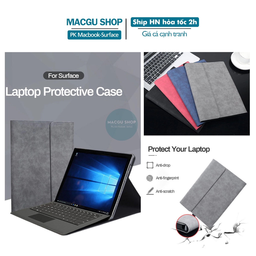 Bao da cao cấp cho Surface Go1,2, Surface pro 4,5,6,7,Surface pro 7 plus, Surface pro X bảo vệ máy, chống va đập