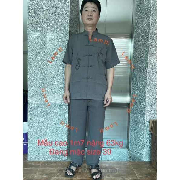 Bộ đồ Ngắn Tay nhiều màu thêu rồng dành cho Nam lớn tuổi trung niên hàng nhập xịn